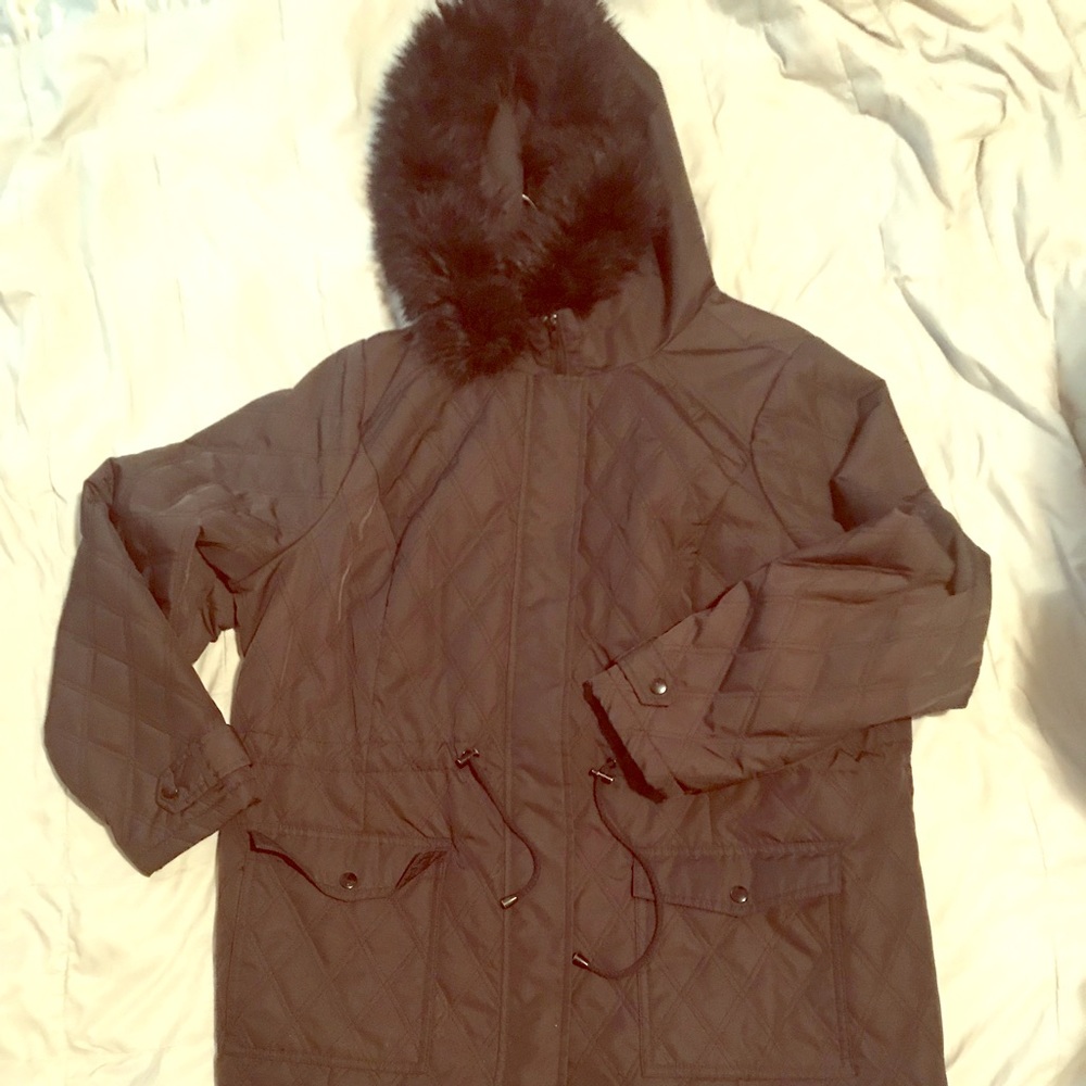Torrid Black Faux Fur Quilted Coat Size 3